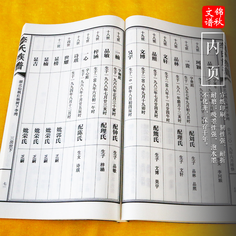 李氏族譜宣紙內(nèi)頁