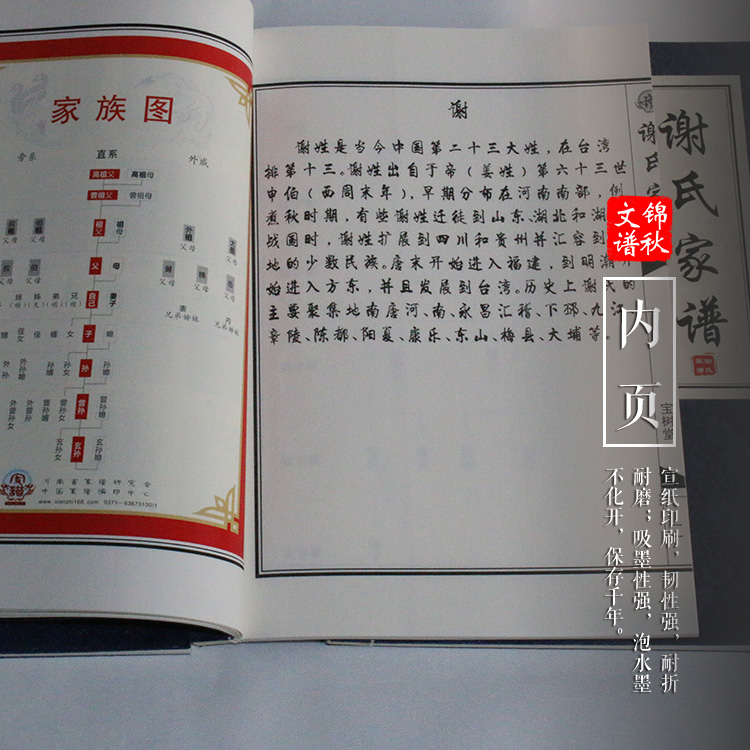 謝氏家譜宣紙內(nèi)頁(yè)