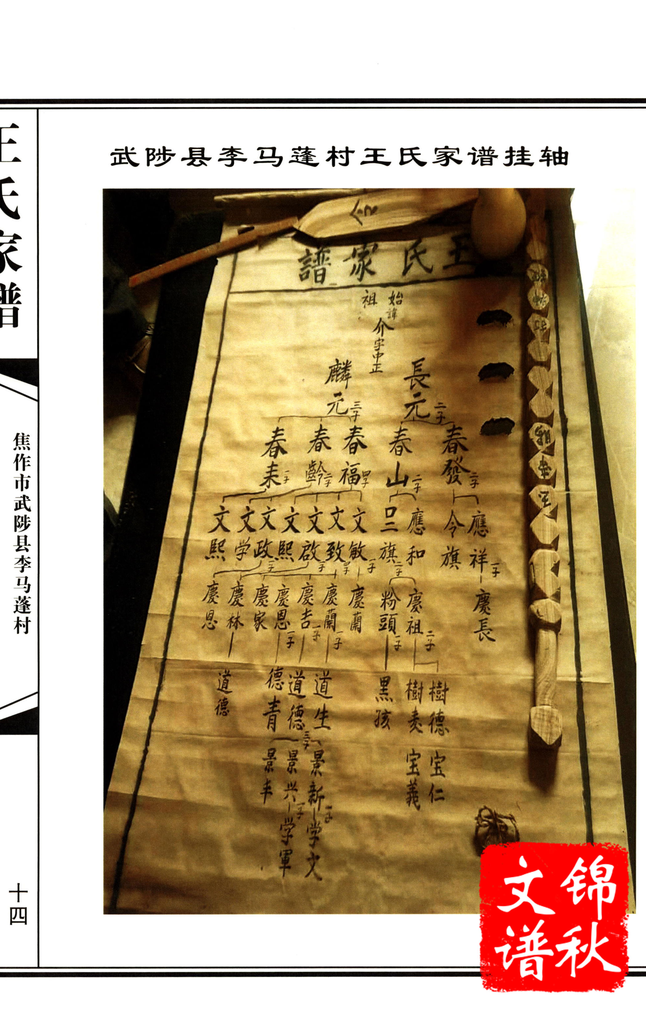 焦作市武陟縣李馬蓬村王氏宗譜家譜掛軸影印圖